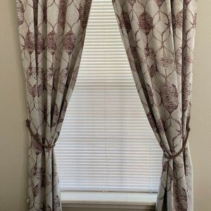 Keeco Leaf Pattern set of 2 84" x 37" Curtain Panel Drape Set Black Out RN59757